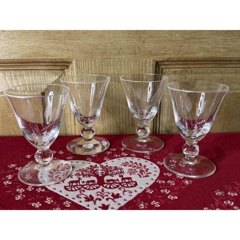 4 Vintage Rosenthal Cerus Stem #430 Wheat Crystal Sherry Cordial Glasses Clear